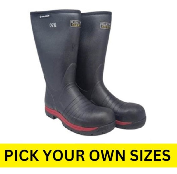 Skellerup Quatro S5 Insulated steel toe cap wellies Black/Red