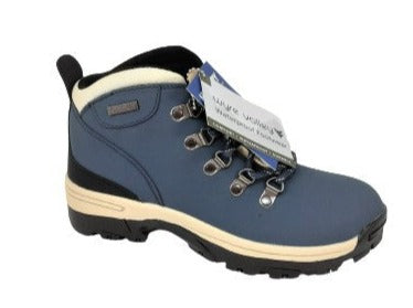 Ladies Wyre Valley Brooke Leather Waterproof Memory Foam Navy Hiker Comfort Shoe Warehouse